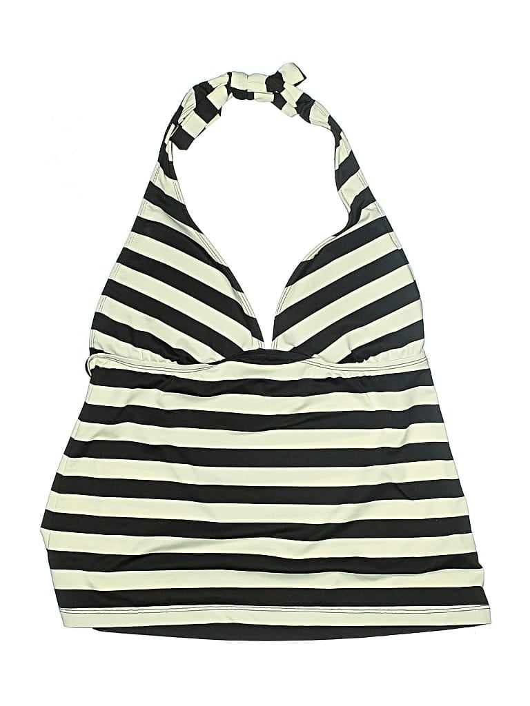 Pre-owned Mossimo Swimsuit Top Green Stripes Pattern Swimwear