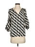 Collective Concepts 100% Polyester Chevron-herringbone Black 3/4 Sleeve Blouse Size XS - photo 1