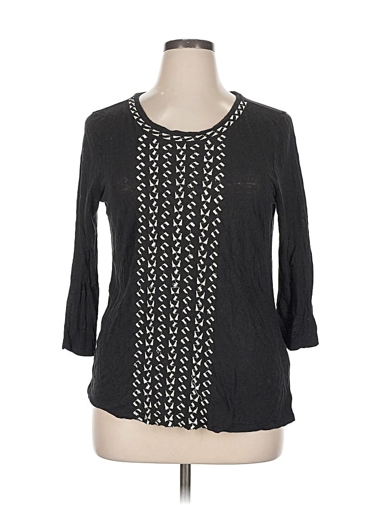 Click to view more detailed imagery on our partner's website Pre-owned Lucky Brand 3/4 Sleeve Blouse In Black