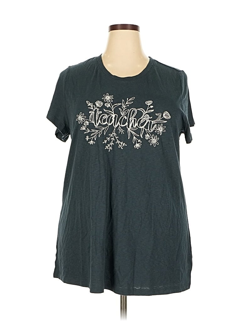 Pre-owned Lane Bryant Short Sleeve T-shirt In Blue