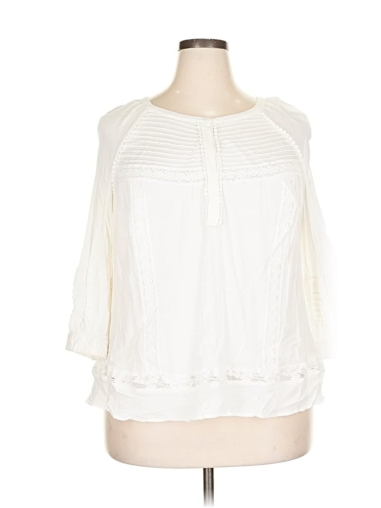 Pre-owned Daniel Rainn 3/4 Sleeve Blouse In White