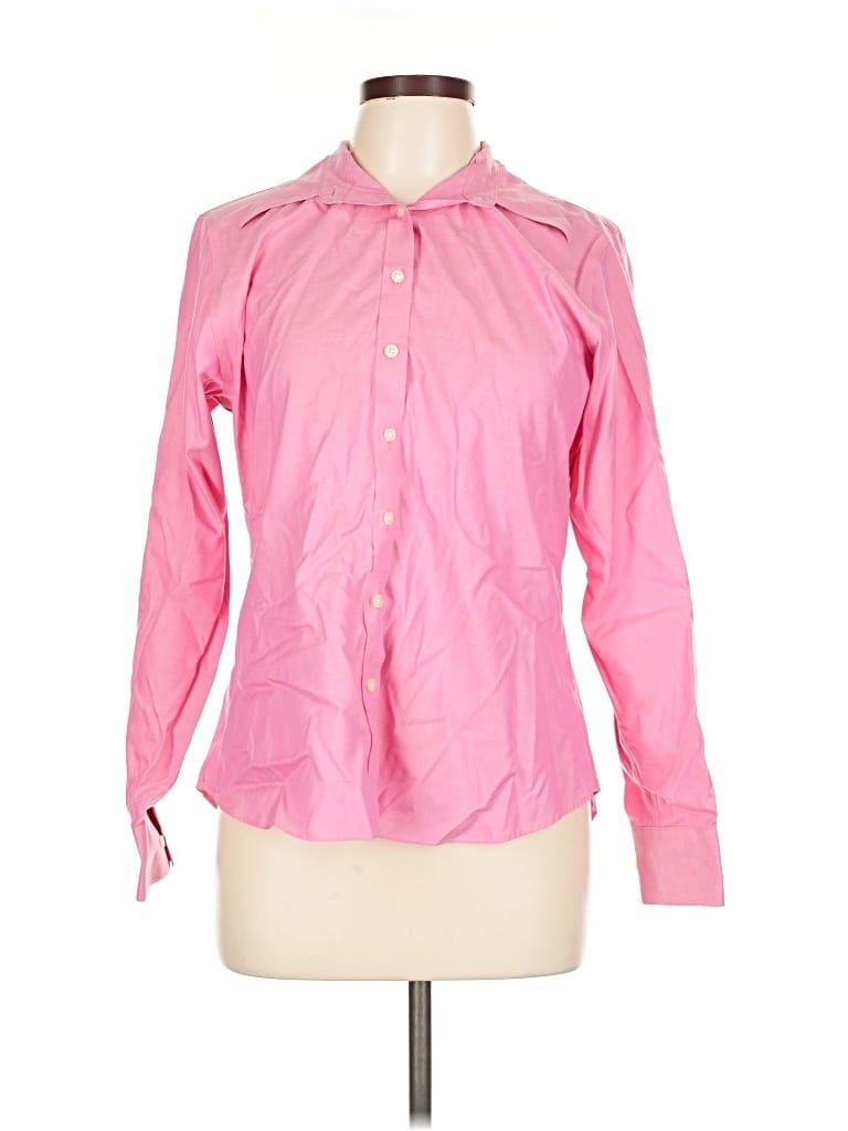 Pre-owned Lands' End Long Sleeve Blouse In Pink