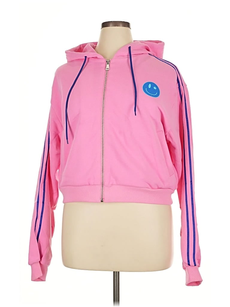 Pre-owned 2 To 5 Designs Zip Up Hoodie In Pink