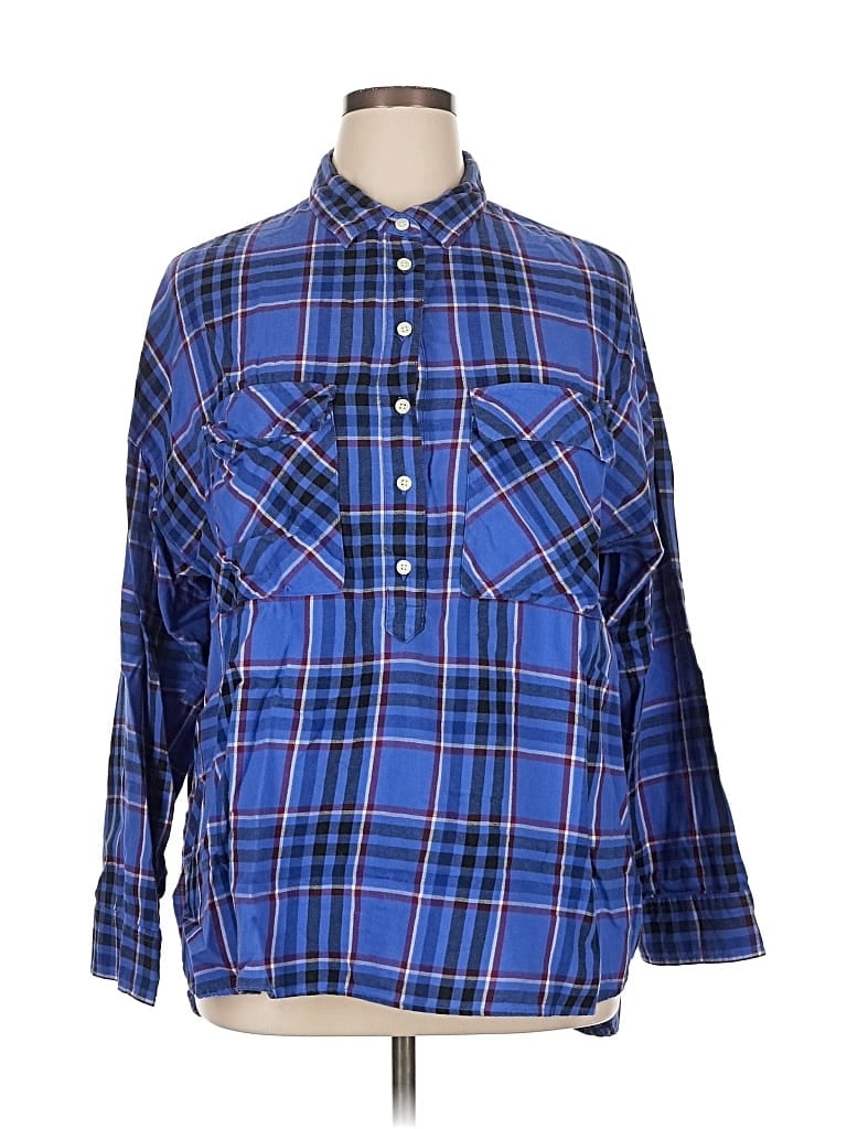 Pre-owned Old Navy 3/4 Sleeve Button Down Shirt In Blue