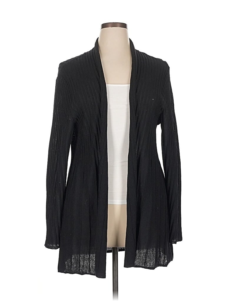 Pre-owned Eileen Fisher Wool Cardigan Sweater In Black