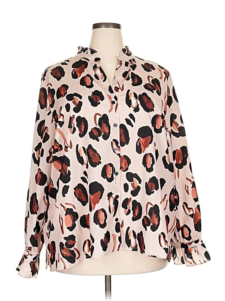 Pre-owned Eloquii Long Sleeve Blouse In White