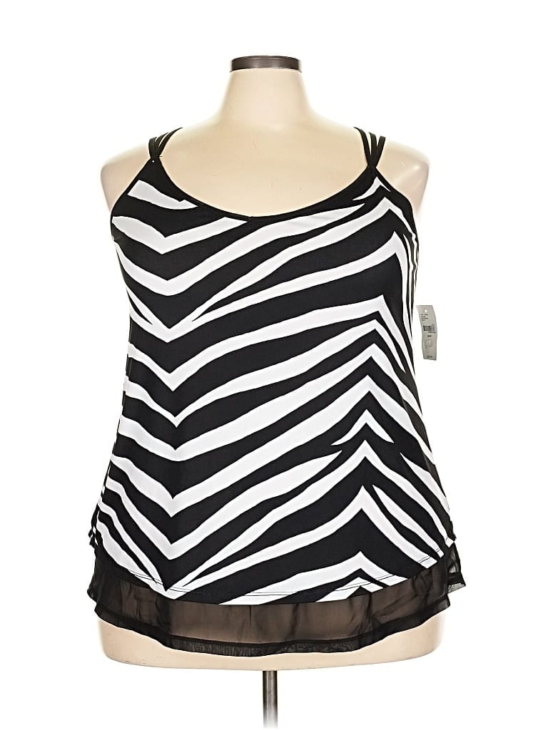 Pre-owned Lane Bryant Sleeveless Top Black Animal Print Pattern Halter Neckline Tops