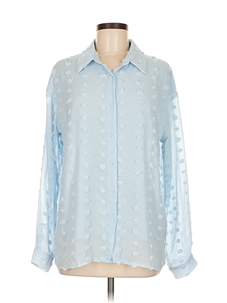 Pre-owned Unbranded Long Sleeve Blouse In Blue