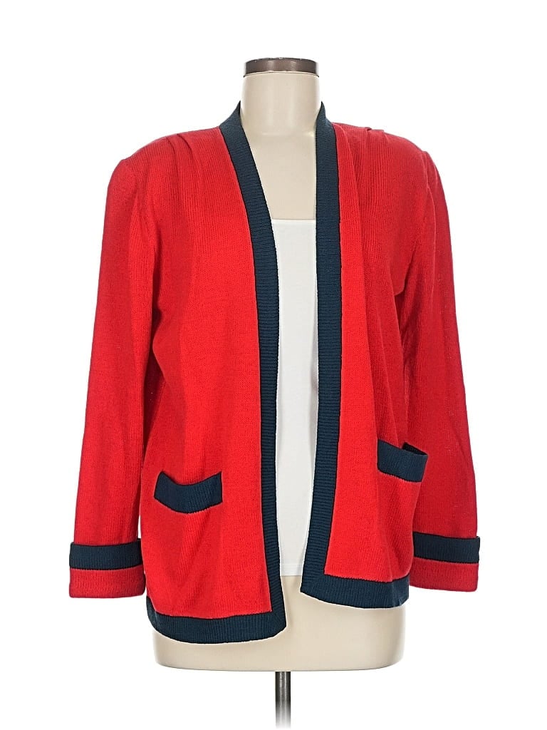 Pre-owned St. John By Marie Gray Cardigan Sweater In Red