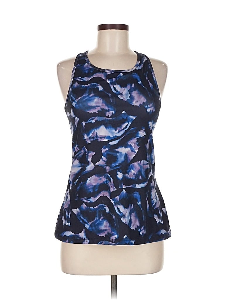 Pre-owned Gaiam Tank Top Blue Halter Neckline Tops