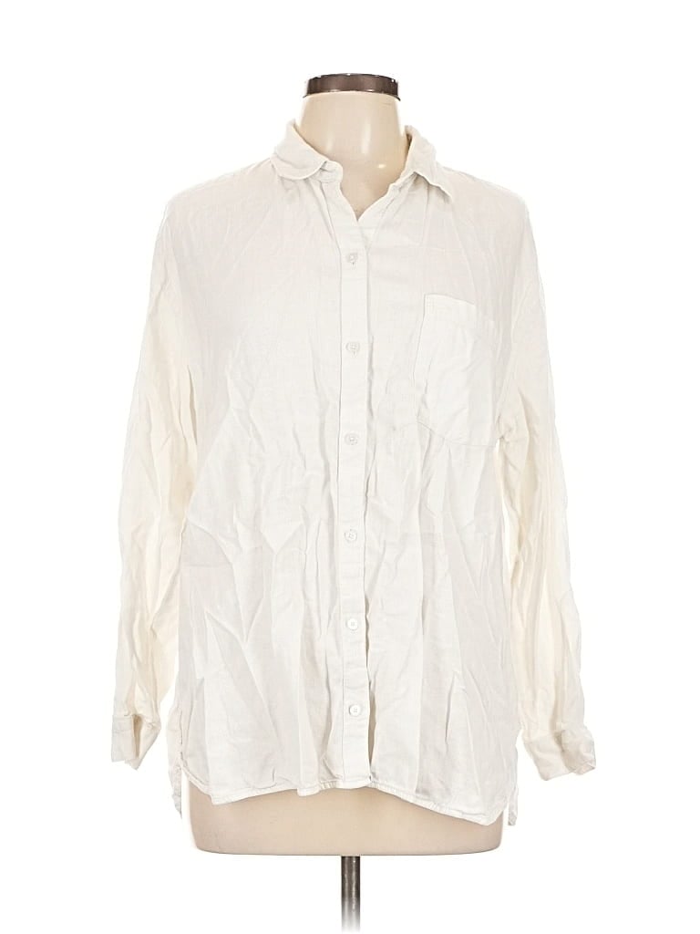 Pre-owned Old Navy Long Sleeve Button Down Shirt In White