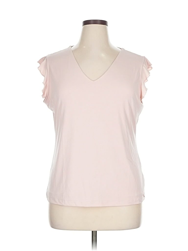 Click to view more detailed imagery on our partner's website Pre-owned Calvin Klein Short Sleeve Top Pink V Neck Tops