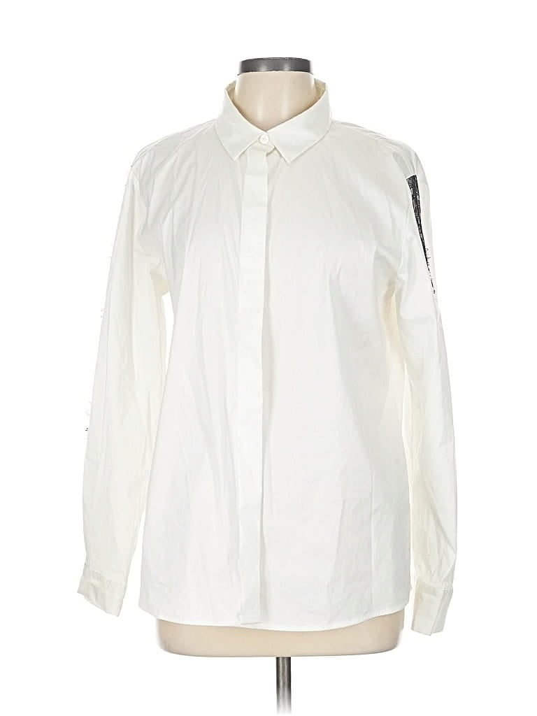 Pre-owned Dkny Long Sleeve Button Down Shirt In White