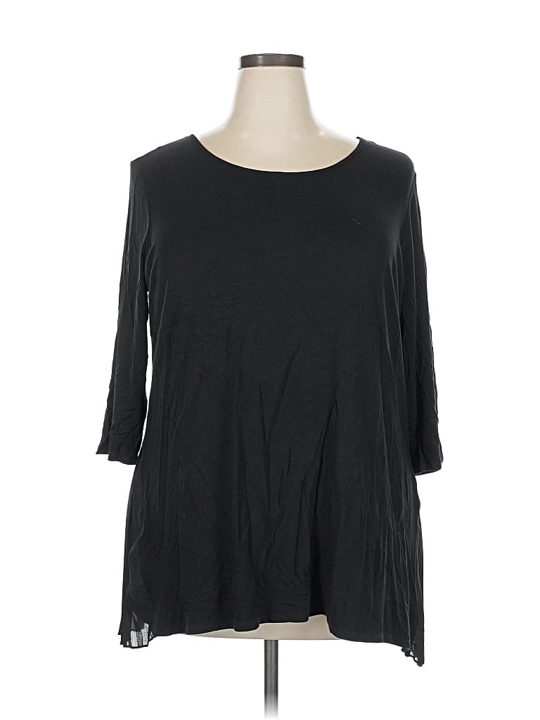 Pre-owned Kim & Cami 3/4 Sleeve Top Black Boatneck Tops