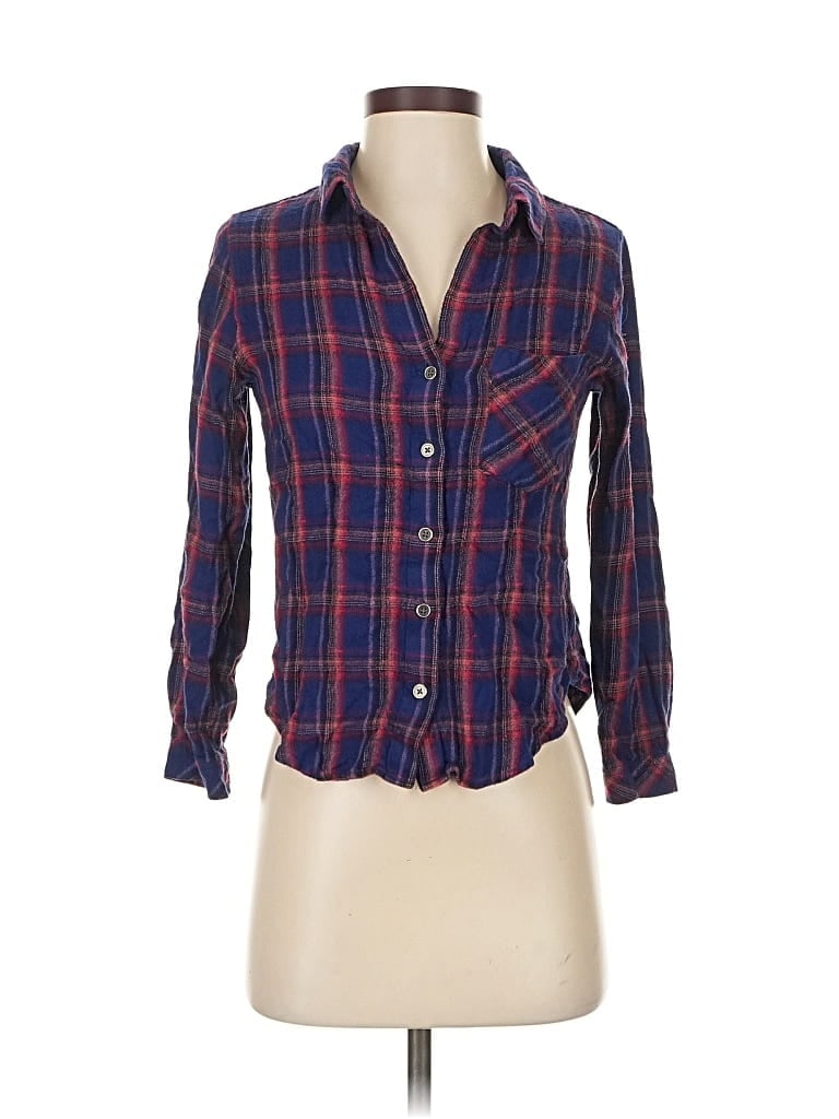 Pre-owned Cloth & Stone X Anthropologie 3/4 Sleeve Button Down Shirt In Blue