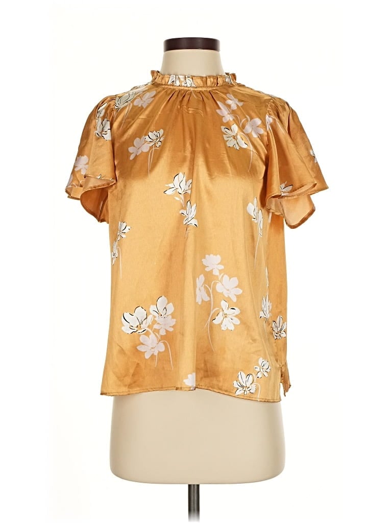 1.STATE Pre-owned Short Sleeve Blouse In Gold
