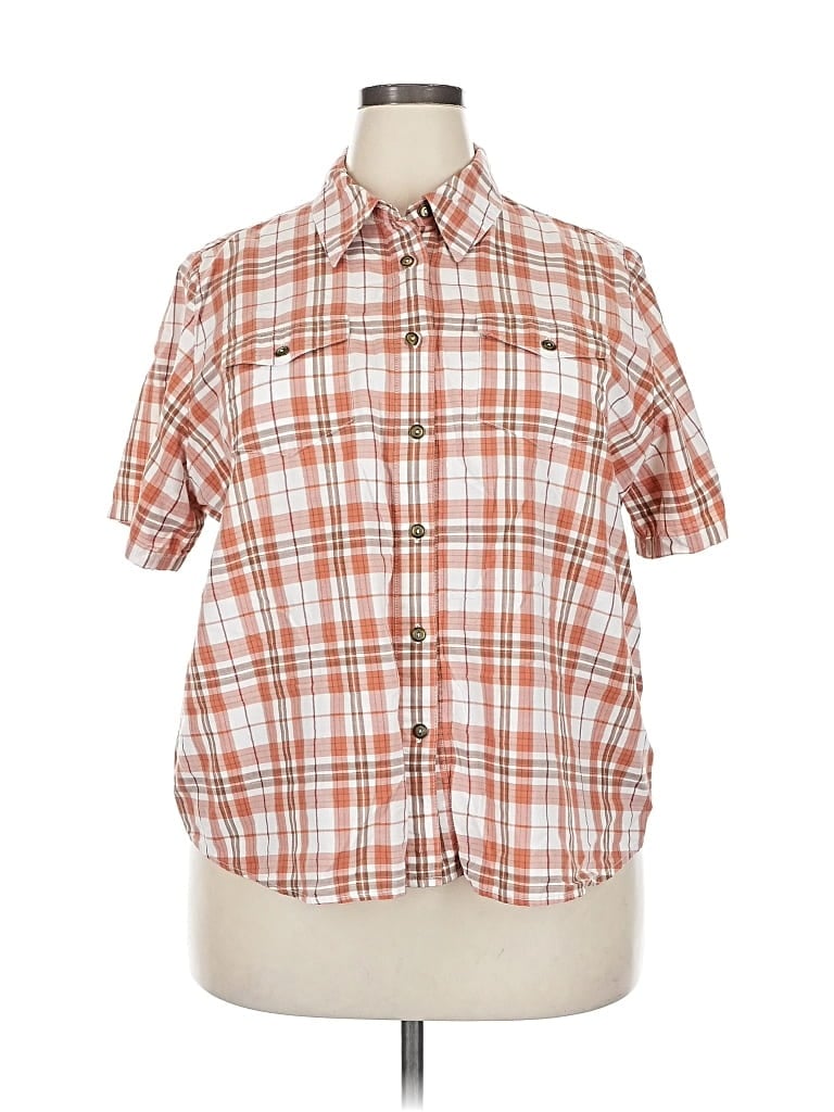 Pre-owned Alfred Dunner Short Sleeve Button Down Shirt In Orange