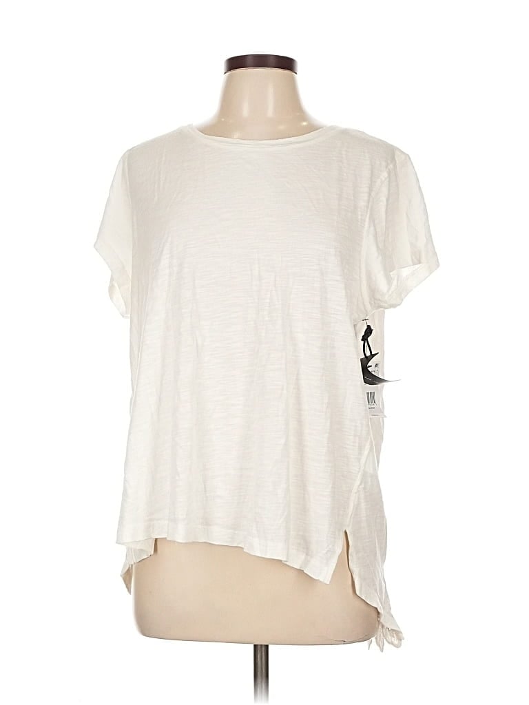 Pre-owned Black Tape_ Short Sleeve Top Ivory Keyhole Neckline Tops In White