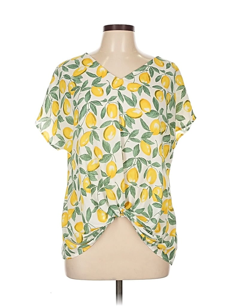 WEST KEI Pre-owned Short Sleeve Blouse In Yellow
