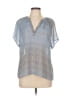 a.n.a. A New Approach 100% Polyester Blue Short Sleeve Blouse Size L (petite) - photo 1