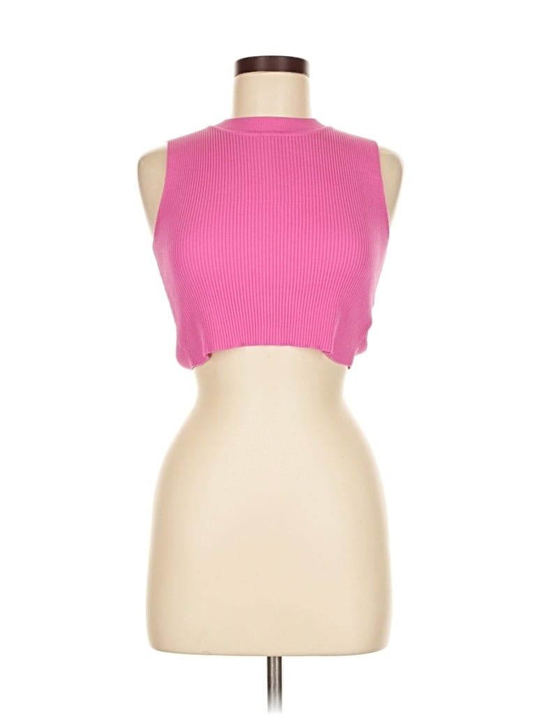 Pre-owned Happily Grey Tank Top Pink Halter Neckline Tops