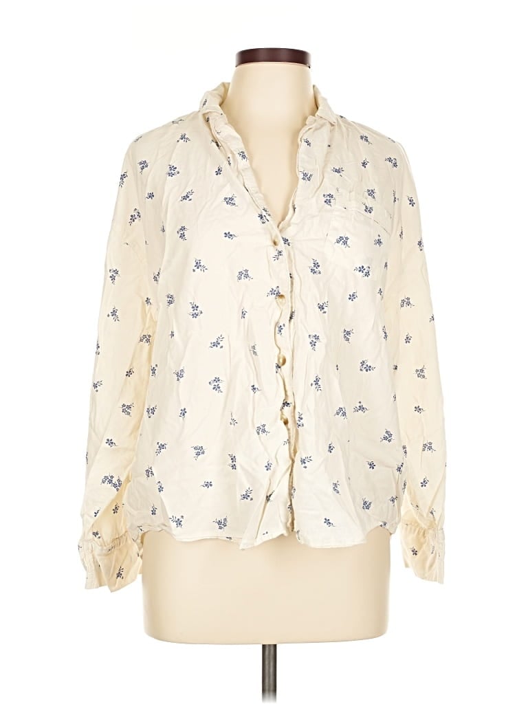 Pre-owned Old Navy Long Sleeve Blouse In White