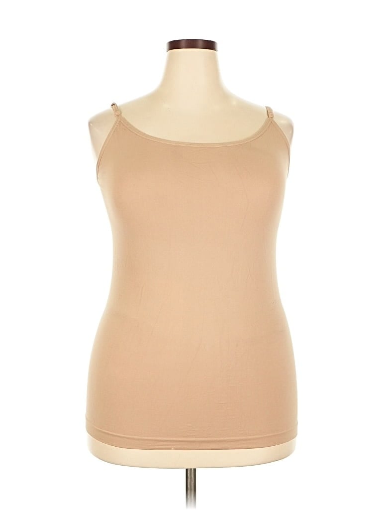Pre-owned Evri Tank Top Tan Strapless Neckline Tops In Brown