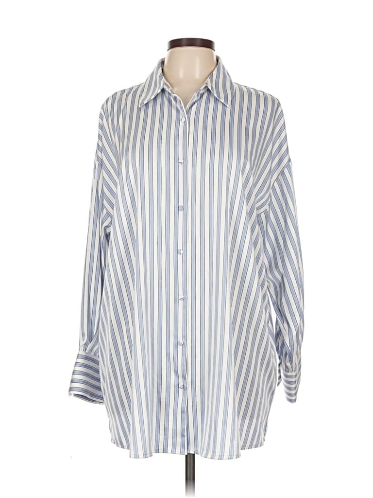 Pre-owned Maison D' Amelie Long Sleeve Button Down Shirt In Blue