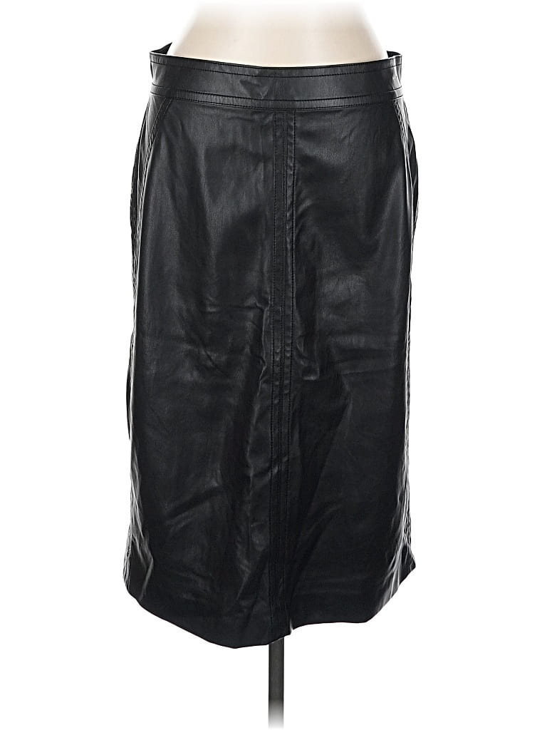Pre-owned Ann Taylor Faux Leather Skirt In Black