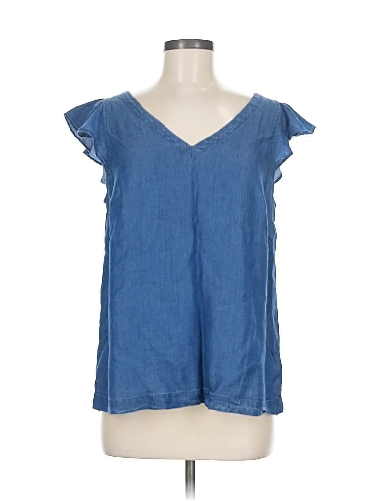 Pre-owned Ann Taylor Factory Sleeveless Blouse In Blue