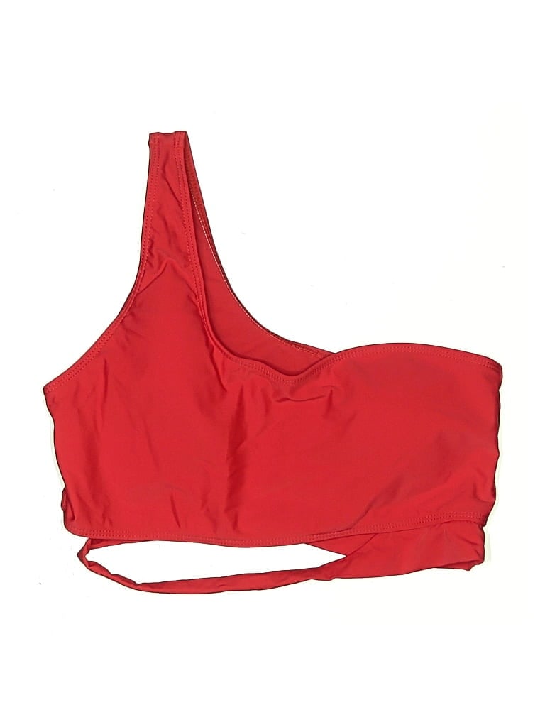 Pre-owned Unbranded Swimsuit Top Red Solid Pattern Swimwear