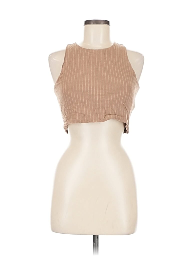 Click to view more detailed imagery on our partner's website Pre-owned Miou Muse Sleeveless Top Tan Halter Neckline Tops In Brown