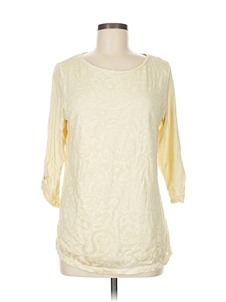 Pre-owned Chico's 3/4 Sleeve T-shirt In Yellow