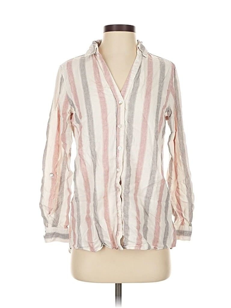 Pre-owned Tahari Long Sleeve Blouse In White