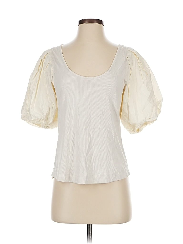 Marie Oliver Short Sleeve Top Ivory Sweetheart Neckline Tops In White