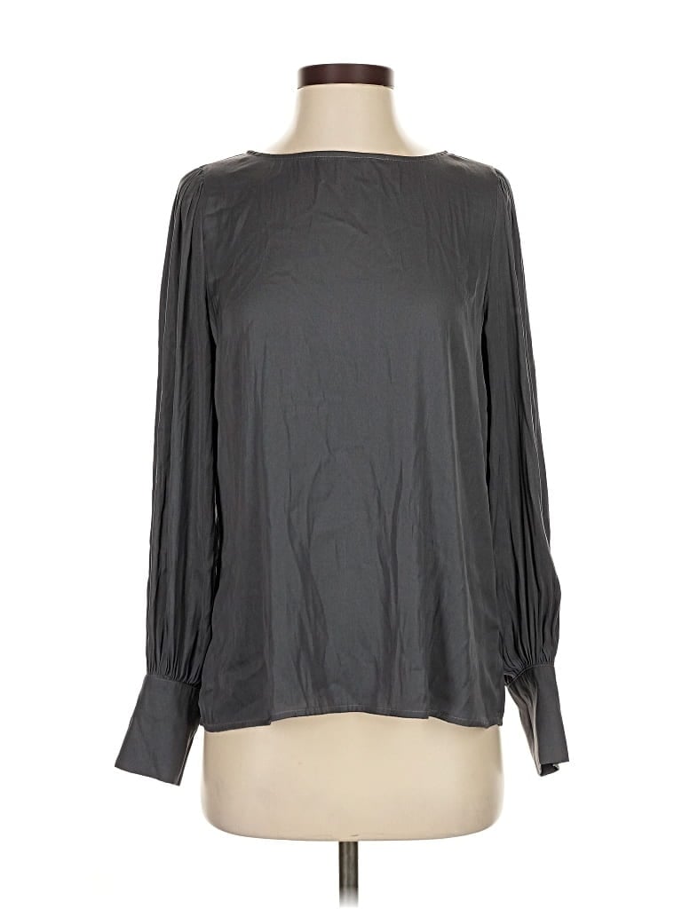 Pre-owned Elie Tahari Long Sleeve Blouse In Gray