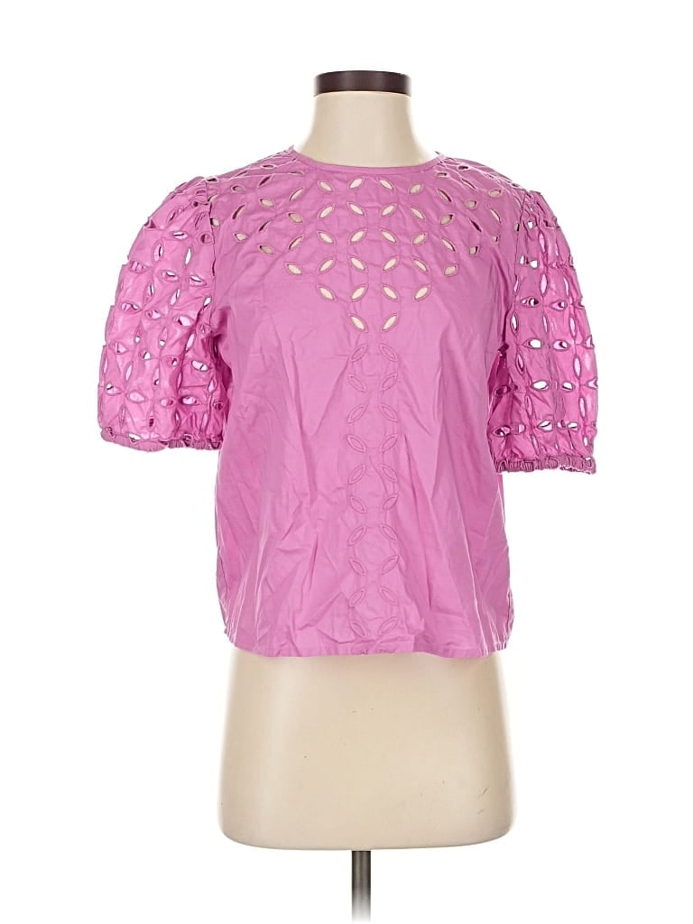Pre-owned Ann Taylor Loft Short Sleeve Blouse In Pink