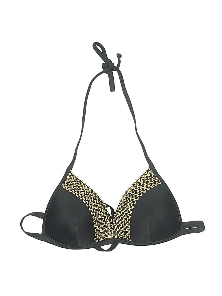 UNBRANDED Pre-owned Swimsuit Top Black Chevron/herringbone Pattern Swimwear