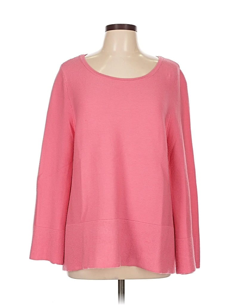 Pre-owned Ellen Tracy Long Sleeve Top Pink Boatneck Tops