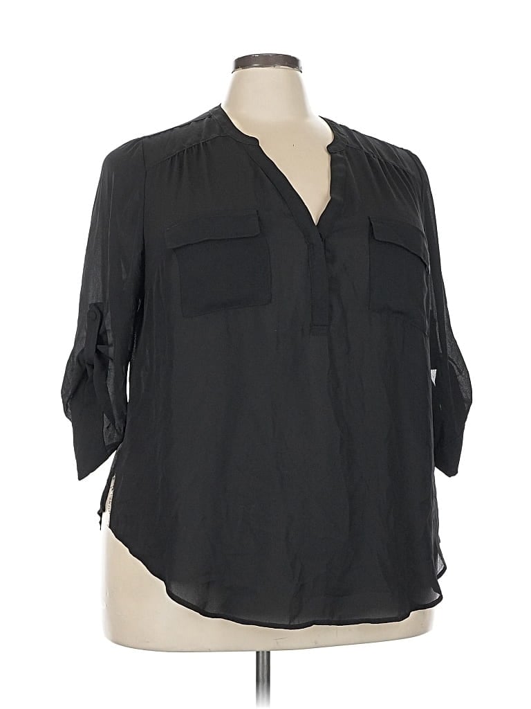 Pre-owned Torrid 3/4 Sleeve Blouse In Black