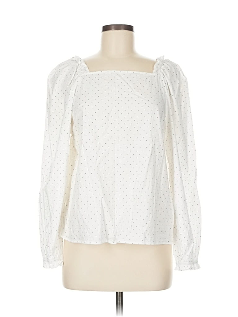 Pre-owned Banana Republic Factory Store Long Sleeve Blouse In White