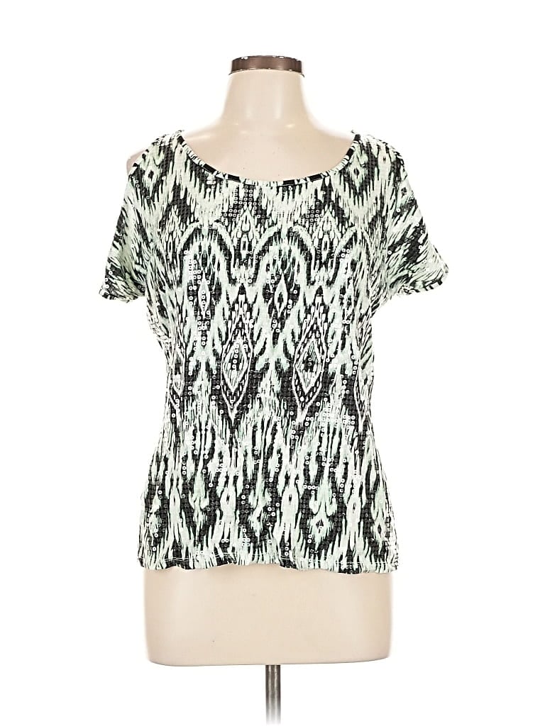 Pre-owned Inc International Concepts Short Sleeve Top Green Scoop Neck Tops