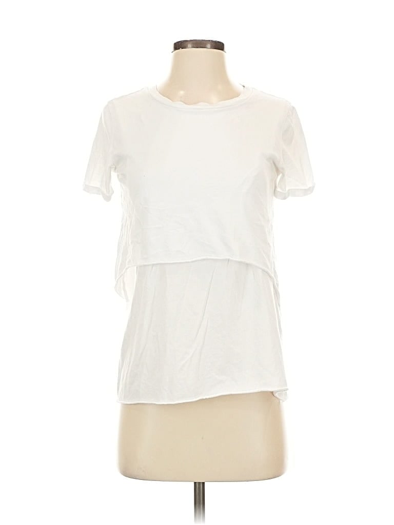 Pre-owned Legoe. Heritage Short Sleeve Top Ivory Crew Neck Tops In White