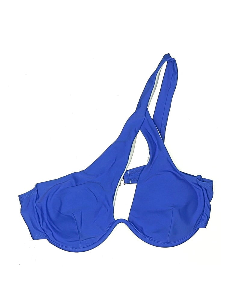 UNBRANDED Pre-owned Swimsuit Top Blue Solid Pattern Swimwear