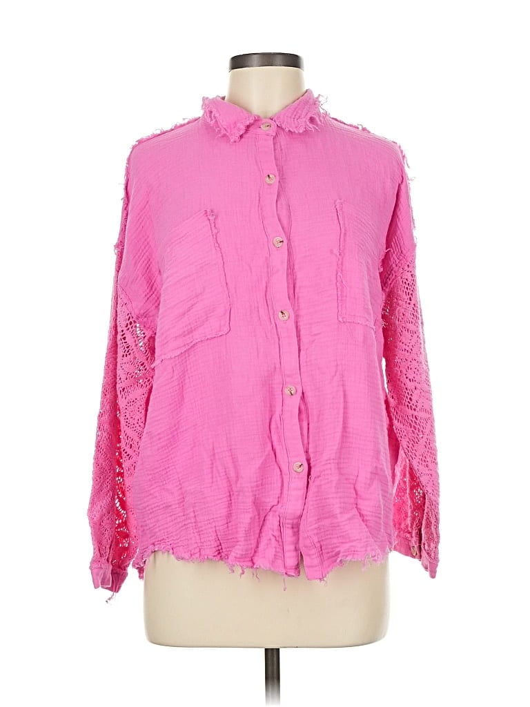 Pre-owned La Miel Long Sleeve Blouse In Pink