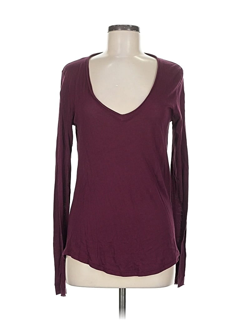 Pre-owned Joe's Jeans Long Sleeve T-shirt In Burgundy