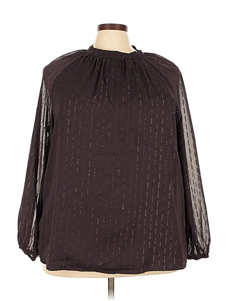 Pre-owned Bloomchic Long Sleeve Blouse In Burgundy