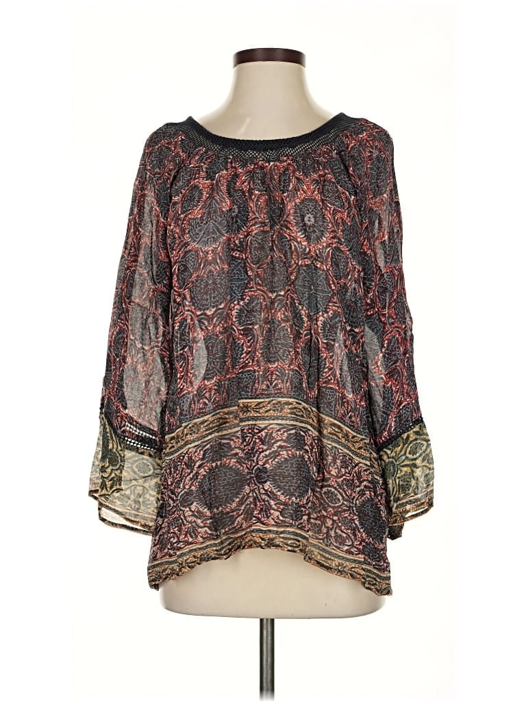 Pre-owned Tracy Reese 3/4 Sleeve Blouse In Black