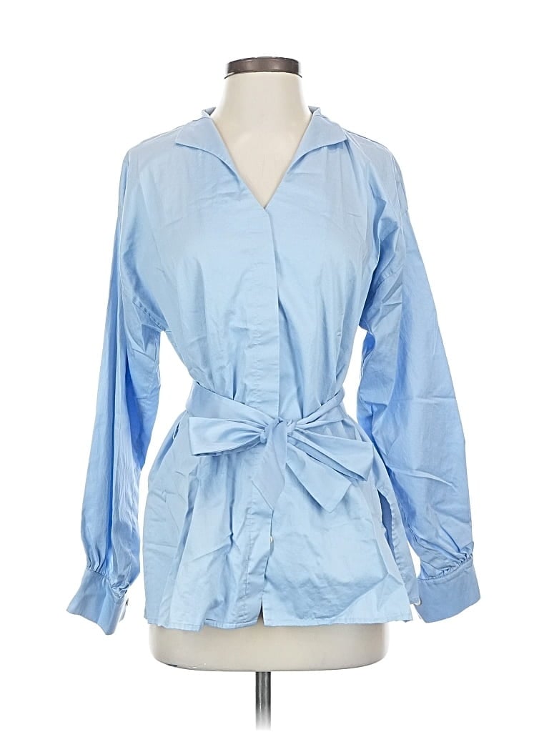 Pre-owned Misook Long Sleeve Blouse In Blue