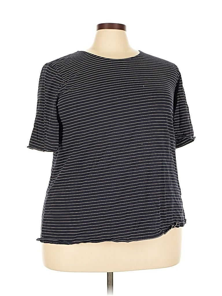 Pre-owned Weekend Suzanne Betro Short Sleeve Top Black Crew Neck Tops